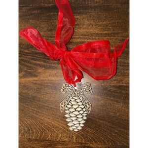 Brighton Pinecone Christmas Ornament Silver plated.
